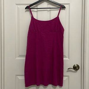 Women’s linen blend cut out plum purple mini dress